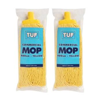 2PK TUF Heavy Duty Performance Commercial Blended Fibre Mop Yellow 400gm