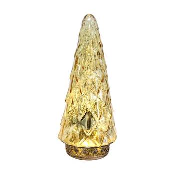 LVD Vintage-Inspired Large Pine Tree LED Lantern Home Decor Gold 11x11x24cm