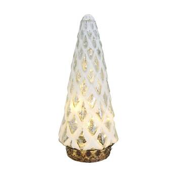 LVD Vintage-Inspired Large Pine Tree LED Lantern Home Decor White 11x11x24cm