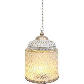 LVD Vintage-Inspired LED Lantern Vittoria White/Gold 12x12x18cm