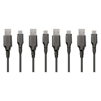 4PK EFM USB-A to USB-C Power Charging Cable W/ Aramid Fibre Reinforcement 1m