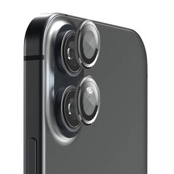 50pc EFM Camera Lens Protector Bulk Set for iPhone 16/16 Plus Carbon