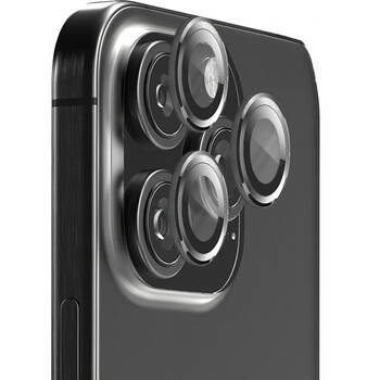 50pc EFM Camera Lens Protector Bulk Set for iPhone 16 Pro/16 Pro Max Carbon