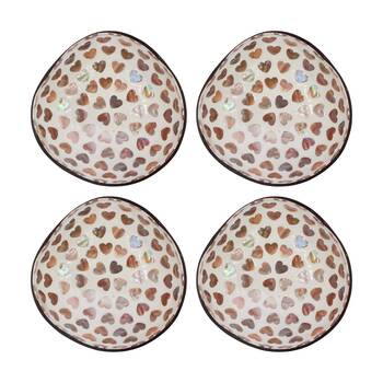 4PK LVD Hearts Decorative Round Coconut MOP Trinket/Jewellery Bowl 13x13x6cm