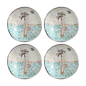 4PK LVD Bali Hi Decorative Round Coconut MOP Trinket/Jewellery Bowl 13x6cm
