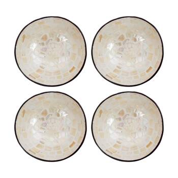 4PK LVD Turtle Decorative Round Coconut MOP Trinket/Jewellery Bowl 13x13x6cm