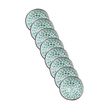 8PK LVD Turquoise Heart Round Coconut Capiz Trinket/Jewellery Bowl 13x13x6cm