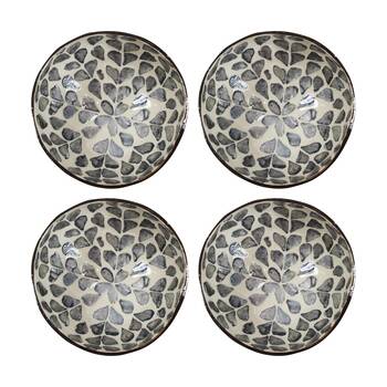 4PK LVD Flower Decorative Round Coconut Capiz Trinket/Jewellery Bowl 13x13x6cm