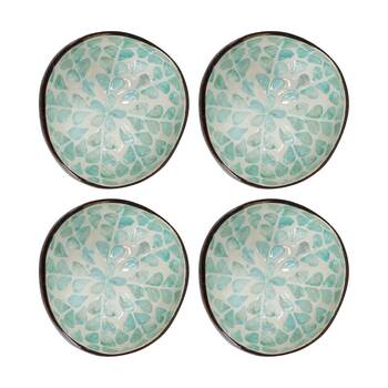 4PK LVD Flower Mist Decorative Round Coconut Capiz Trinket/Jewellery Bowl 13x6cm