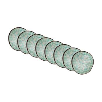 8PK LVD Flower Mist Decorative Round Coconut Capiz Trinket/Jewellery Bowl 13x6cm