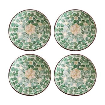 4PK LVD Sacred Flower Round Coconut Capiz Trinket/Jewellery Bowl 13x6cm