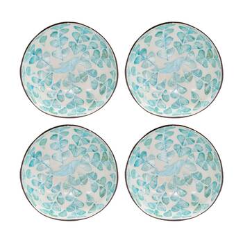 4PK LVD Whale Blue Round Coconut Capiz Trinket/Jewellery Bowl 13x13x6cm