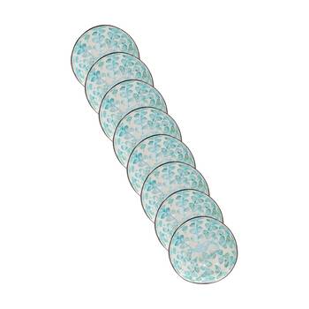 8PK LVD Whale Blue Round Coconut Capiz Trinket/Jewellery Bowl 13x13x6cm