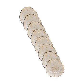 8PK LVD Palm Tree Natural Decorative Round Coconut Capiz Bowl Decor 13x13x6cm