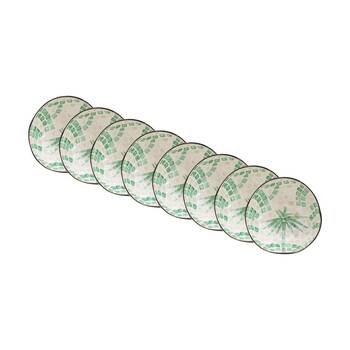 8PK LVD Palm Deep Green Round Coconut Capiz Trinket/Jewellery Bowl 13x13x6cm