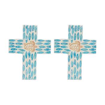 2PK LVD Medium Decorative Coastal Turtle Cross Home & Living Decor 21x16x2cm