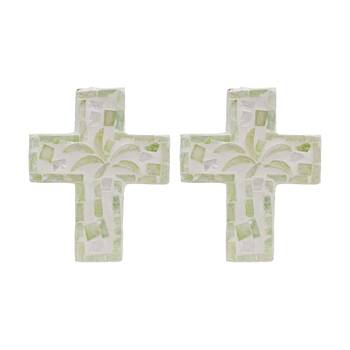2PK LVD Small Decorative Green Palm Tree Cross Home & Living Decor 15x12x2cm