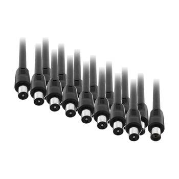 8PK Pro2 2M Rg59Quad TV Extension Lead Pal Plug To Socket Black Coaxial Cable