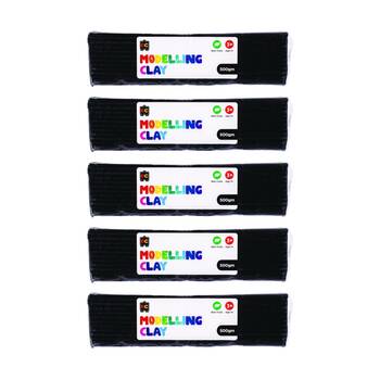 5PK Educational Colours Modelling Clay Black Kids Art/Craft 500gm 3y+