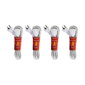 4PK Doss 3M Power Extension Lead White Cord 240V Electrical Strip 2400W