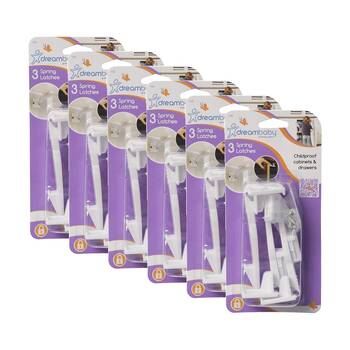 6x 3pc Dreambaby Spring Latches Baby/Child Safety Drawer/Cabinet Locks White