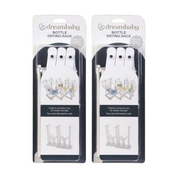 2PK Dreambaby Foldable Baby Bottle Drying Rack Dishwasher Safe White