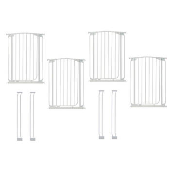 2x 4pc Dreambaby Chelsea Pressure Mounted Tall Baby Safety Gate W/ Extensions Wh