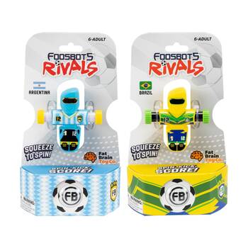 Foosbots Rivals Argentina & Brazil Squeeze To Spin Kids Soccer Football Toy 6Y+