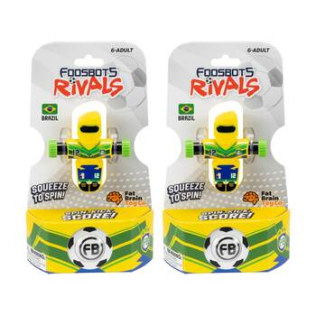 2PK Foosbots 6Y+ Rivals Team Brazil Squeeze To Spin Kids Soccer Football Toy