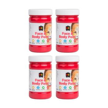 4PK Educational Colours Washable Face Paint Red Kids Art/Craft 175ml 3y+