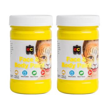 2PK Educational Colours Washable Face Paint Yellow Kids Art/Craft 175ml 3y+