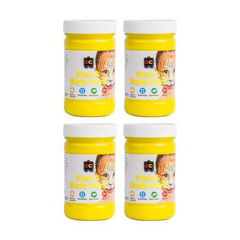 4PK Educational Colours Washable Face Paint Yellow Kids Art/Craft 175ml 3y+