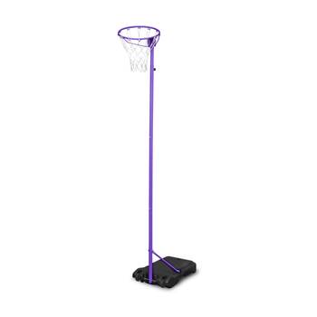 Pivot Portable Netball System Adjustable Ring Height Water Fillable Base Lilac