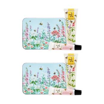 2x 2pc Heathcote & Ivory Busy Bees Hand Cream Lip Balm Tin Thyme Honey
