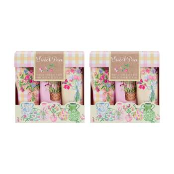 2x 3pc Heathcote & Ivory Sweet Pea Hand Cream Trio Travel Set 30ml