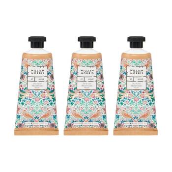 3PK Heathcote & Ivory William Morris Aloe Lime Cream Strawberry Thief 50ml