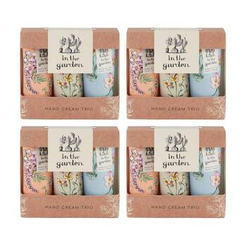 4x 3pc Heathcote & Ivory In The Garden Hand Cream Trio Travel Set 30ml