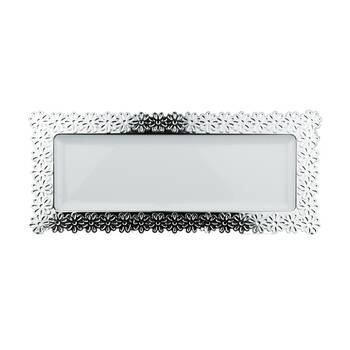 6x Partyware Heavy Duty Serving Platter W/ Silver Rim 400x222mm
