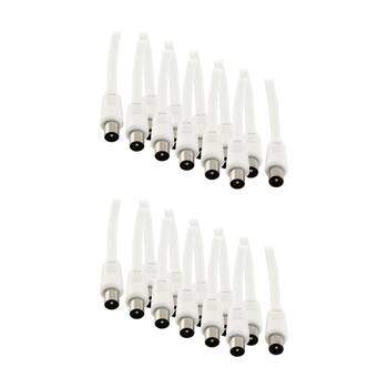 12PK Pro2 1M Rg59Quad Pal Flylead Plug To White RG59 Coaxial Cable