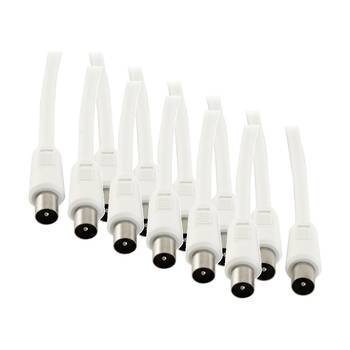 6PK Pro2 1M Rg59Quad Pal Flylead Plug To White RG59 Coaxial Cable