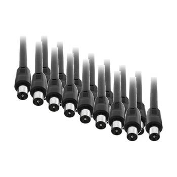 8PK Pro2 2M Rg59Quad Pal Flylead Plug To Lead Black Digital Coaxial Cable 2m