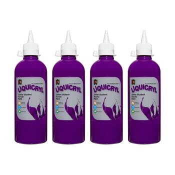 4PK Educational Colours Fluorescent Liquicryl Student Acrylic Paint Purple 500ml