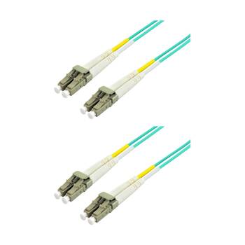 2PK Comsol LC-LC Multi-Mode Duplex Fibre Patch Cable LSZH 50/125 OM4 2M