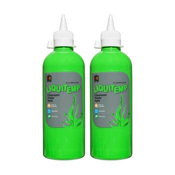 2PK Educational Colours Fluorescent Liquitemp Classroom Poster Paint Green 500ml