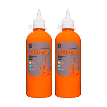 2PK Educational Colours Fluorescent Liquitemp Poster Paint Orange 500ml