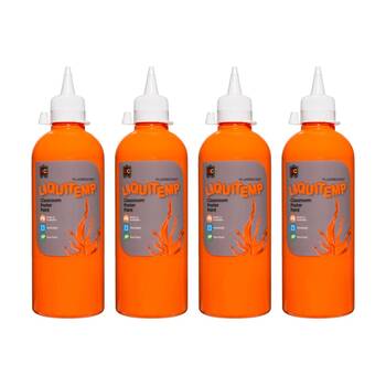 4PK Educational Colours Fluorescent Liquitemp Poster Paint Orange 500ml