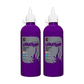 2PK Educational Colours Fluorescent Liquitemp Poster Paint Purple 500ml