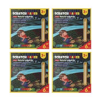 4PK 6pc Flower Monaco Scratch Cards Nature Republic Theme Sheets Kids 3y+
