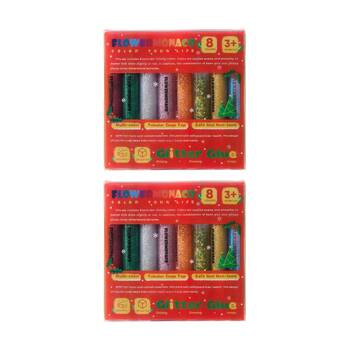 2PK Flower Monaco Glitter Glue Sparkle Effect Natural Air Dry 8 Colours 3Y+