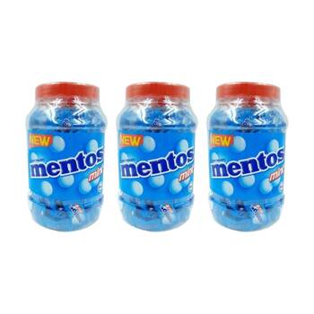 3PK Mentos Mini Mint Breath Mints Jar W/ Resealable Lid 540g